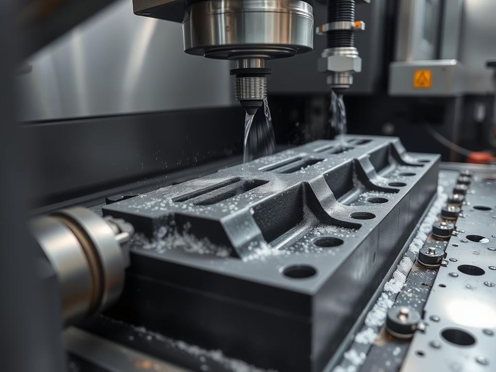 Richconn's advanced CNC machining center processing a custom cast iron part